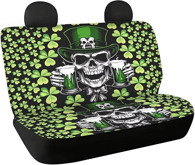 AFPANQZ Saint Patrick Skull Car Back Seat Covers Protector Rear Car Seat Cushion Dust and Scratch Proof Universal Fits Car, Truck, SUV, Van
