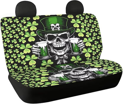 AFPANQZ Saint Patrick Skull Car Back Seat Covers Protector Rear Car Seat Cushion Dust and Scratch Proof Universal Fits Car, Truck, SUV, Van