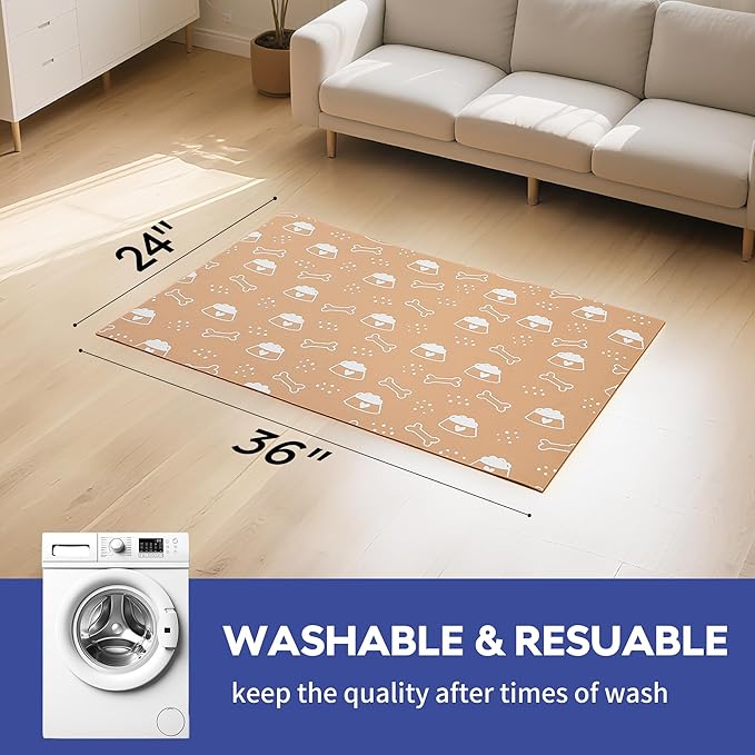 Cooyes Large Dog & Cat Food Mat 24"×36", Ultra-Absorbent Dog Bowl Mat for Food and Water, Pet Feeding Mat with Non-Slip Rubber Back, Pet Placemats with Water-Locking Bottom That Protects Floors