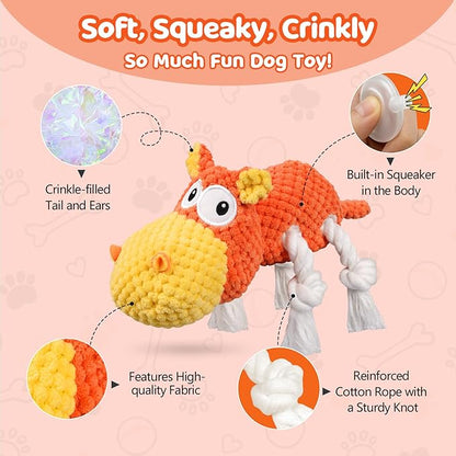 Squeaky Dog Toys - Plush Dog Toy for Small, Medium, and Large Dogs, Great for Tug-of-War and Playtime