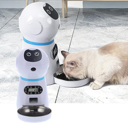 Honio Pet Automatic Feeder, Robot Shape Pet Food Dispenser with Bowl for Dogs