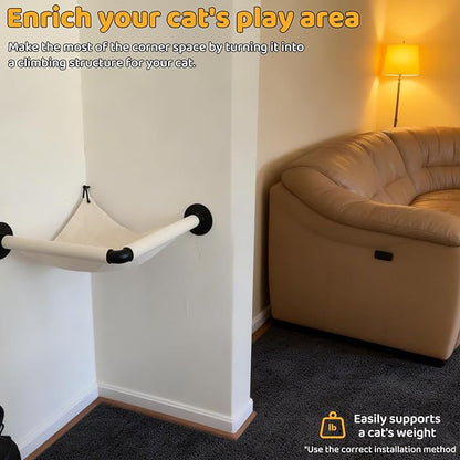 Wall Corner Cat Hammock Wall Mounted, 14.96 x 14.96 inch Wall Mounted Shelves Cat Beds for Sleeping, Playing, Climbing & Resting Wall Furniture Designed Specifically for Corners