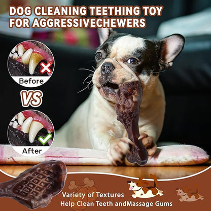 Magicorange Dog Chew Toys for Aggressive Chewers, Indestructible Dog Toy for Medium/Large Breed, Tough Nylon Teething Bone Toy to Keep Them Busy,Bacon and Real Beef Flavor (Beef+Bacon Flavor, 2 Pack)