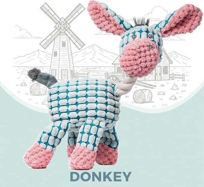 3-Pack Squeaky Dog Toys, Durable Stuffed Animals Dog Toys with Squeak Sounds to Keep Dogs Busy, Puppy Toys for Small, Medium, and Large Dogs