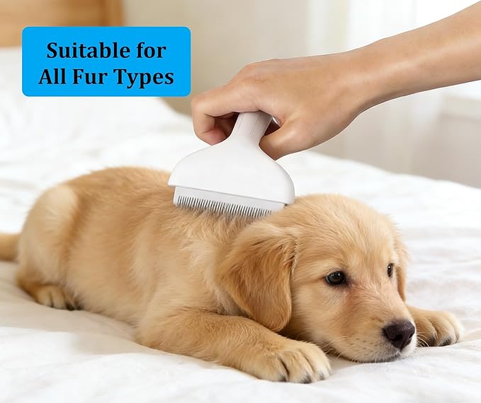 Pet Shedding Comb - Safe ABS Material Deshedding Brush, V-Shaped 1mm Close Teeth, Gentle on Skin, Effortlessly Removes Loose Undercoat & Prevents Matting, Suitable for All Fur Types