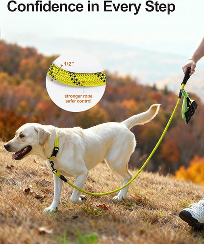 Joytale Dog Leash for Large Dogs, Heavy Duty Nylon Leashes with Comfortable Padded Handle and Highly Reflective Threads, Ideal for Walking and Training, Yellow, 6'×1/2''
