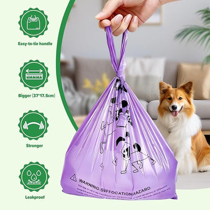 Poop Bags for Dogs, 300 Count Extra Wide Easy Tie Dog Poop Bags with Handles, Extra Thick Leak Proof Pet Waste Bag for Puppy Walking and Cat Litters