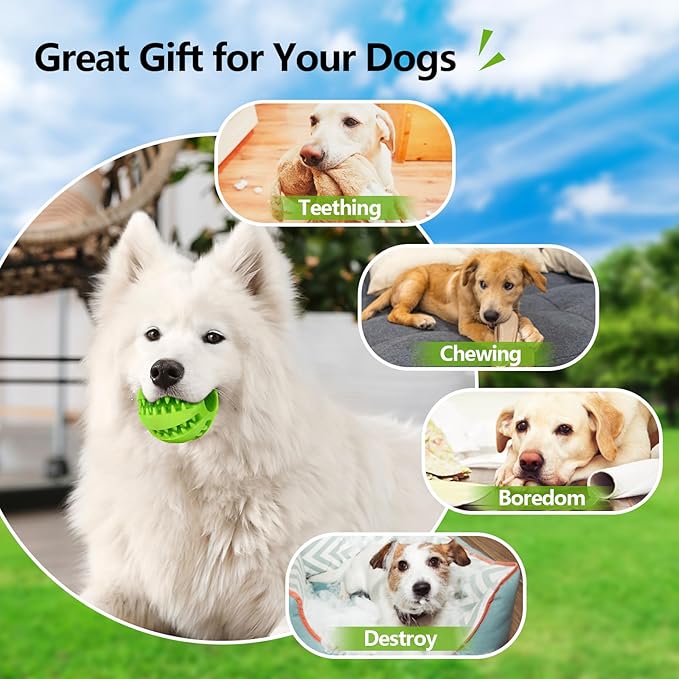 Treat-Dispensing Dog Toys: Durable Rubber Puppy Toys for Boredom - Dog Treat Balls for Small & Medium Breed Indoor Play (2pack)