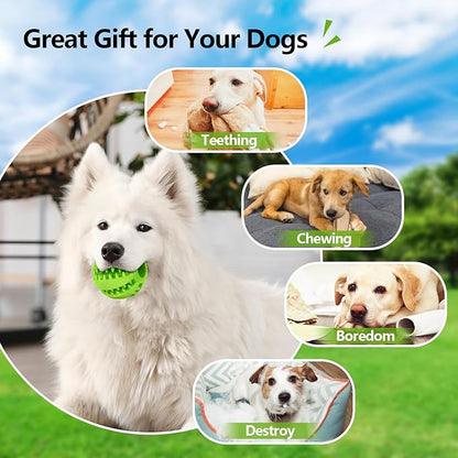 Treat-Dispensing Dog Toys: Durable Rubber Puppy Toys for Boredom - Dog Treat Balls for Small & Medium Breed Indoor Play (2pack)
