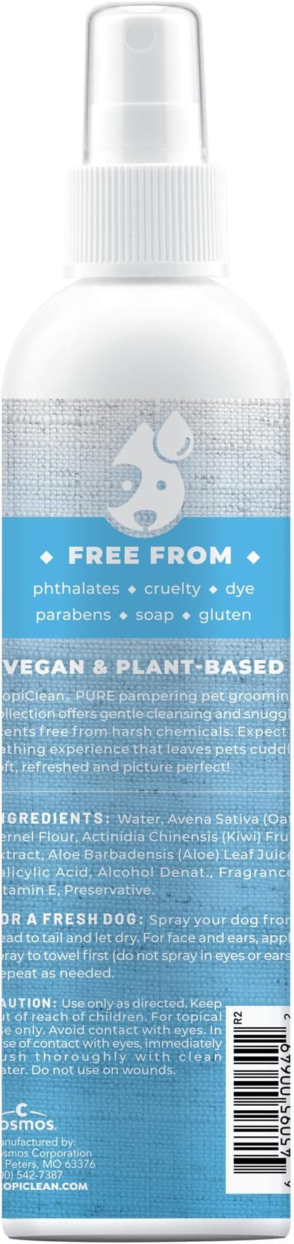 TropiClean Pure 2-in-1 Dog Perfume Spray, Breezy Fresh Scent, Long Lasting Deodoziring Spray for Smelly Dogs, Cleans and Moisturizes Skin & Coat, 8oz.