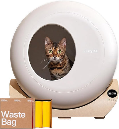 FurryTail Litter Box Liners, Cat Litter Receptacles Bags for FurryTail Automatic Cat Litter Box, Waste Bags 80pcs