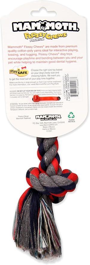 Mammoth Pet Products Flossy Chews Cottonblend Color Rope e, Large, 14-Inch, MultiColored