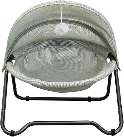 Cat Hammock Bed Elevated cat Bed, Comfortable and Breathable Pet Bed with Awning and Plush Toy, No-Tools Assemble, Cover Removable and Washable, Suitable for Indoor and Outdoor Use