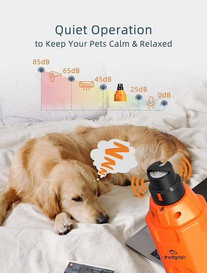 6-Speed Dog Nail Grinder & 2 Extra Grinding Heads Super Quiet 45dB with 2 LED Lights 12000RPM Pet Nail Grinder& 3 Grinding Ports Dog Nail Trimmer for Large Medium Small Dogs with Dust Cap