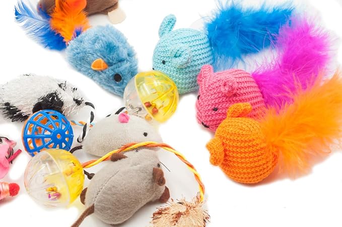 Fashion's Talk Mouse Cat Toys Mixed Bag 27 Assorted Mice Toy for Cats Kitten Catnip,Feather,Furry,Rattle,Plush,Interactive Kitty Toys