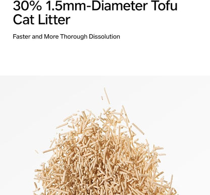 pidan Tofu Cat Litter Clumping,Flushable,Ultra Absorbent and Fast Drying, 100% Natural Ingredients Litter,Solubility in Water,Really Dust-Free,Less Scattering (5.3lb×1bag)