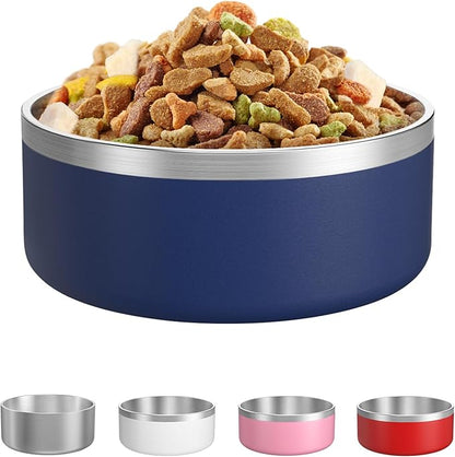 LIANLAI Stainless Steel Dog Bowls, Rust-Resistant Pet Bowls, Non Slip Dog Water Bowl, Versatile Feeding Bowls (Blue，64 oz)