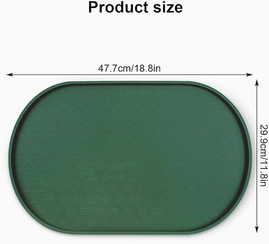 KPWACD Pet Placemat for Dog and Cat, Anti-Slip Waterproof Dogs Feeding Bowl Mat Prevent Food and Water Overflow, Silicone Puppy Dish Mats Suitable for Small Medium Big Pets, Hunter Green, 19" * 12"