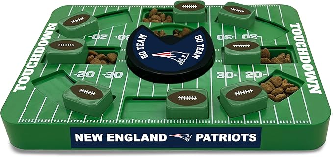 Pets First NFL New England Patriots Large Puzzle Toy - Interactive Dog Slow Feeding Puzzle Treat Toy