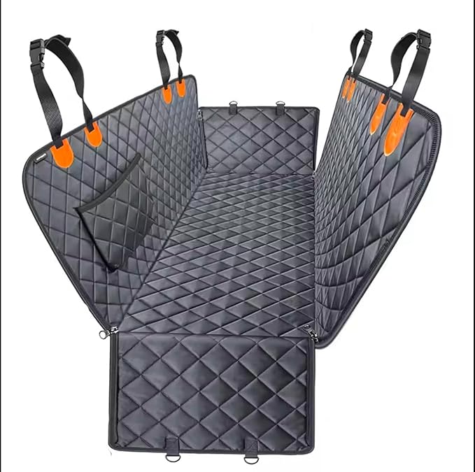 Dog Car Seat Cover for Back Seat, 100% Waterproof Pet Seat Cover with Mesh Visual Window, Scratchproof Nonslip Dog Hammock for Car, Bench & Cargo Liner Style, Universal Size Fits Cars, SUVs, Trucks