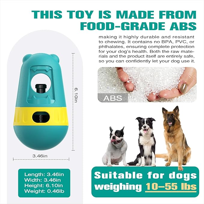 Dog Food Puzzle Toy Adjustable Treat Dispensing Food Dispenser Slow Feeder Bowls Puppy Enrichment Toy Ball Dog Interactive Chase Training Toys for Small Medium Large Dogs