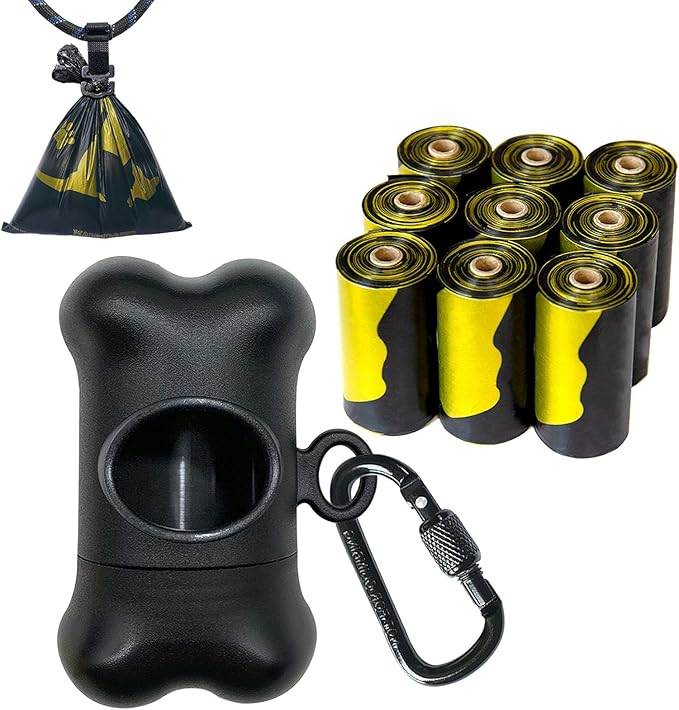 Bone Shaped Dog Poop Bag Dispenser with Leakproof Bags, 135 Count, Black