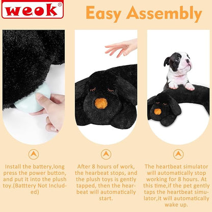Heartbeat Puppy for Dogs-for Separation Anxiety Relief, Heartbeat Stuffed Animal Anxiety Calming Behavioral Aid Plush Toy for Dogs Cats Pets