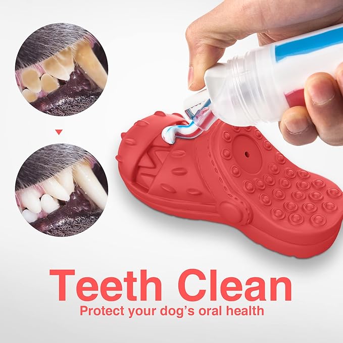 Indestructible Dog Toys, Squeaky Dog Toys for Aggressive Chewers, Tough Dog Chew Toys for Medium/Large Dogs/Heavy Duty Dog Toy (Slipper-Red)