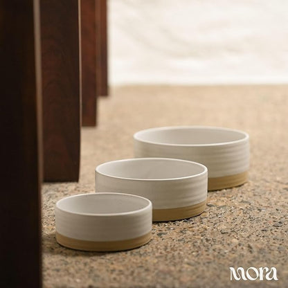 Mora Ceramic Pet Bowl Size Medium - Food/Water Dish for Large Puppies, Cats, Retrievers, Medium Sized Dogs, ect. 28oz or 4 Cups - Basic Bowls for Your Dog or Cat, Mix and Match for a Set - Oat