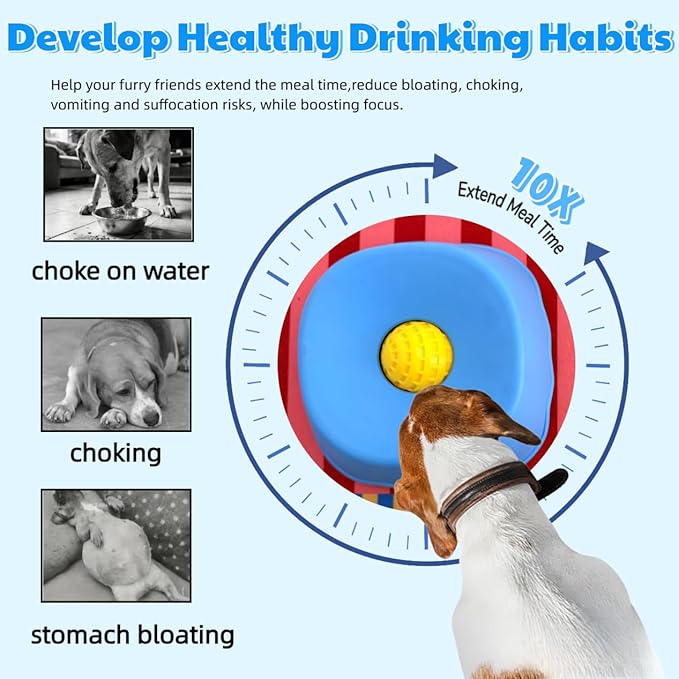 Slow Feeder Dog Bowl for Liquid with Built-in Ball,250ml Non-Slip for Bone Broth & Yogurt,Prevents Wet Chin,Anxiety Relief & Mental Stimulation,Food-Grade Easy Clean Enrichment Toy for All Breeds