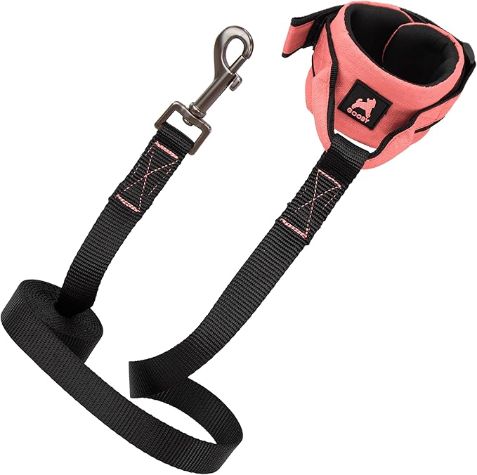 Gooby Ripstop Z Wrist Band Surfer Leash - Pink, 6 FT - Comfortable Hands Free Leash with Elastic Band for Small, Medium and Large Dogs
