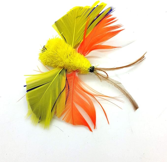2 Inch Handmade Cat Toy Teaser Wand Refill Butterfly - Yellow Natural Material Toy, Hunting Instinct Play, Interactive Exercise Attachment for Indoor Cats
