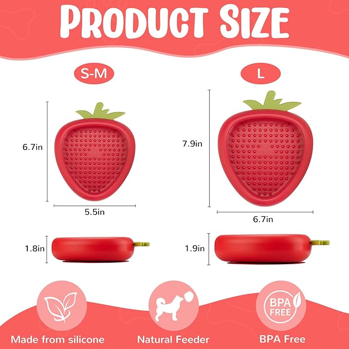 Freeze Dog Lick Bowl, Animire Non-Slip Slow Feeder Lick Mat for Dogs, Silicone Dog Enrichment Bowl for Distraction Anxiety Relief Boredom, BPA Free, Dishwasher Safe(Red,L)
