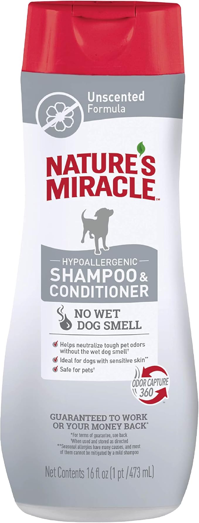 Nature’s Miracle Hypoallergenic Shampoo & Conditioner for Dogs, 16 Oz, Unscented (Pack of 2)