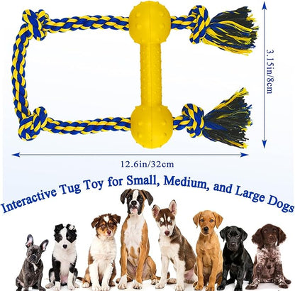ASOCEA Interactive Dog Tug Toy, Chew Toys for Teeth Cleaning Cotton Dog Pull Rope Toy for Small Medium Dogs Boredom Relief