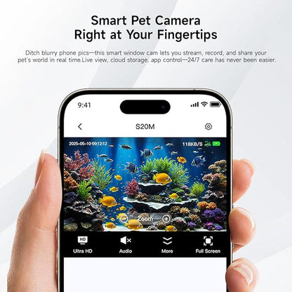2K HD Aquarium & Terrarium WiFi Pet Camera,140° Wide-Angle Anti-Glare & Anti-Reflection,Night Vision for Fish & Reptiles,Two-Way Audio,Glass-Mount Enclosure Monitor,24/7 Recording (4 Pack)