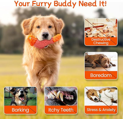 WinTour Tough Dog Toys for Aggressive Chewers, Dog Chew Toys for Large Dogs, Turkey Indestructible Squeaky Dogs Toy to Keep Them Busy