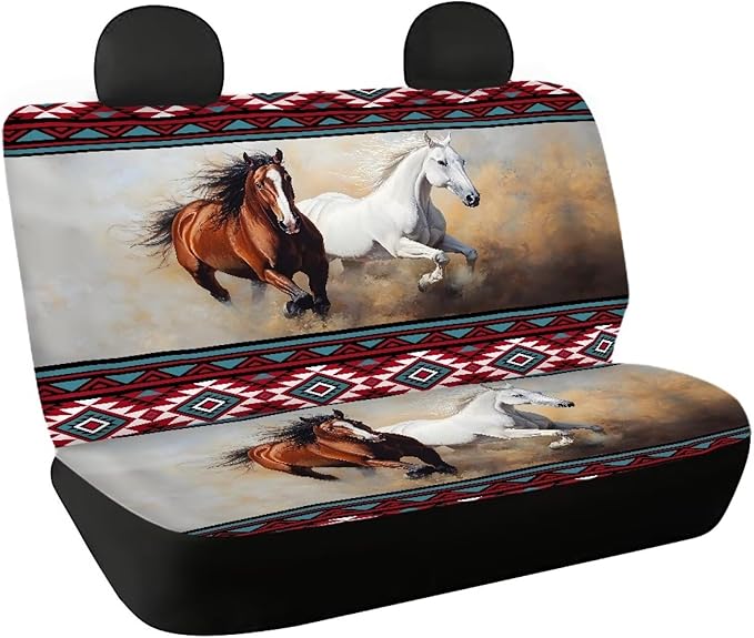 AFPANQZ 3D Horse Car Rear Seat Cover Non-Slip Stretch Universal Fit, Baby Dog Pets Work Back Seat Cover for Car Truck Van SUV Back Seats Cushion Protective Against Dirt & Pet Fur