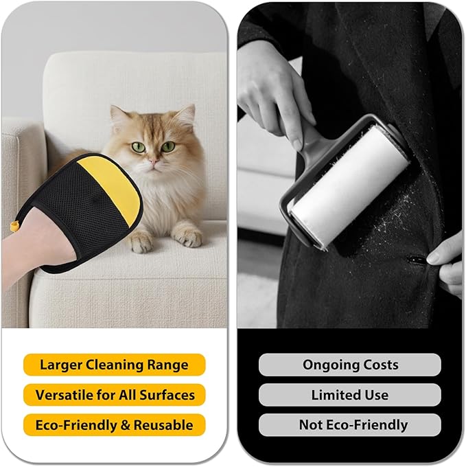 SAWMONG Pet Hair Remover Gloves 2-Pack – Extra-Wide Static Dog & Cat Hair Remover for Couch, Carpet, Clothes & Car Seats, Reusable Lint Roller Alternative