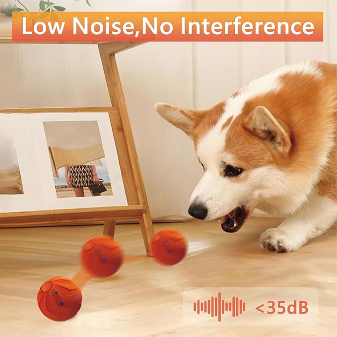 Smart Interactive Dog Toy, Automatic Moving, Bouncing and Rotating, E-TPU Material, IPX7 Waterproof Rating, Active Rolling Ball for Medium and Large Dogs-Orange