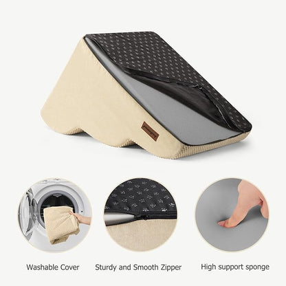 Dog Ramp and Stairs for Small Dogs & Cats,3-Step Pet Stairs for Couch Sofa and Chair,Indoor Anti-Slip Dog Stairs for Old Cats and Puppy,Beige