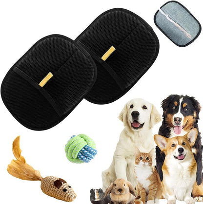 Pet Hair Remover Electrostatic Gloves, Pet Hair Remover Glove Washable, Reusable Cat Dog Grooming Mitt for Couch, Furniture, Carpet, Car Seat (Black*2)