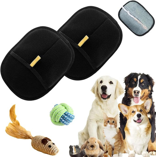 Pet Hair Remover Electrostatic Gloves, Pet Hair Remover Glove Washable, Reusable Cat Dog Grooming Mitt for Couch, Furniture, Carpet, Car Seat (Black*2)