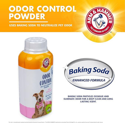 Arm & Hammer for Pets Odor Control Dry Shampoo Powder for Dogs & Puppies, Waterless Dog Deodorizer with Baking Soda, Paraben Sulfate and Dye Free Formula, Kiwi Blossom Scent, 4.2 Oz