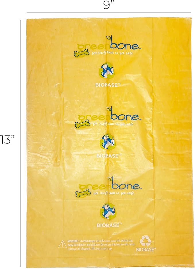 Greenbone BioBase Pet Poop Bags - 3 Rolls, 36 Bags - 13 Inch x 9 Inch