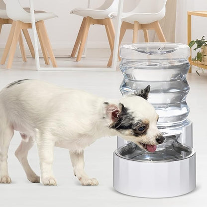 RIZZARI Dog Water Bowl Dispenser: 5L Large Stainless Steel Gravity Feeder - Remove Odor/Soften Water - Prevent Urinary Stones to Extend Lifespan - Leak-Proof - for Small to Medium-Sized Dogs and Cats
