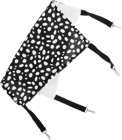 Double-Sided Hanging Cat Hammock Bed with Breathable Mesh, Medium 35x35cm, Black and White Dot Pattern, Indoor Cat Sleeping Mat and Comfortable Pet Den