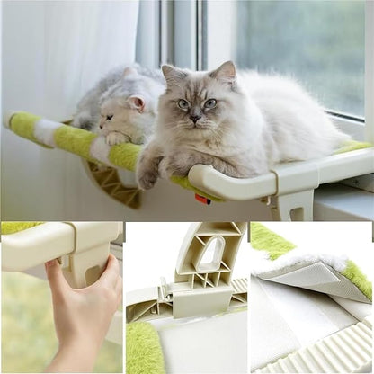 Purrloft Cat Bedside Hammock,Cozy Luxury Purr Loft Bed, Purr Loft Cats Bed & Window Perch Holds up to 50lbs,One-Step Sliding Clamping Slot Adjustment Cat Hammock