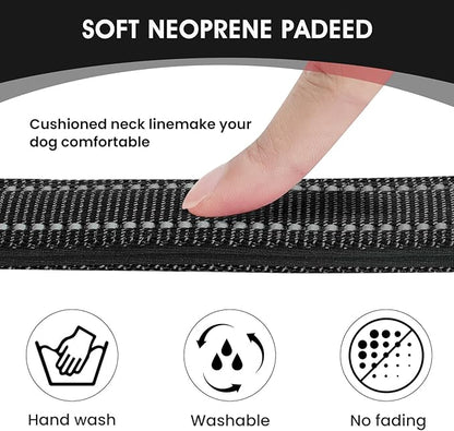 Reflective Dog Collar Padded with Soft Neoprene Breathable Quick Release Basic Dog Collars for Puppy Small Dogs Girl Boy Black
