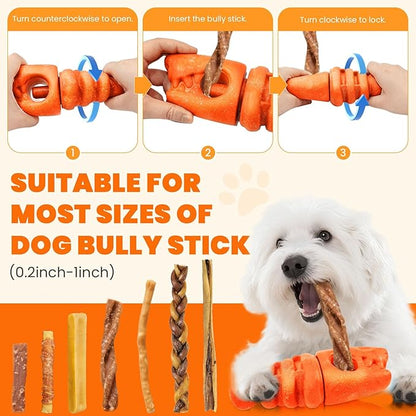 BAEJMJK Bully Stick Holder for Dogs Durable Chew Toys for Aggressive Chewers Dog Treat Toy to Keep Them Busy Safety Dog Chew Holder for Medium Large Dogs-Helps Reduce Choking Risk(Orange)